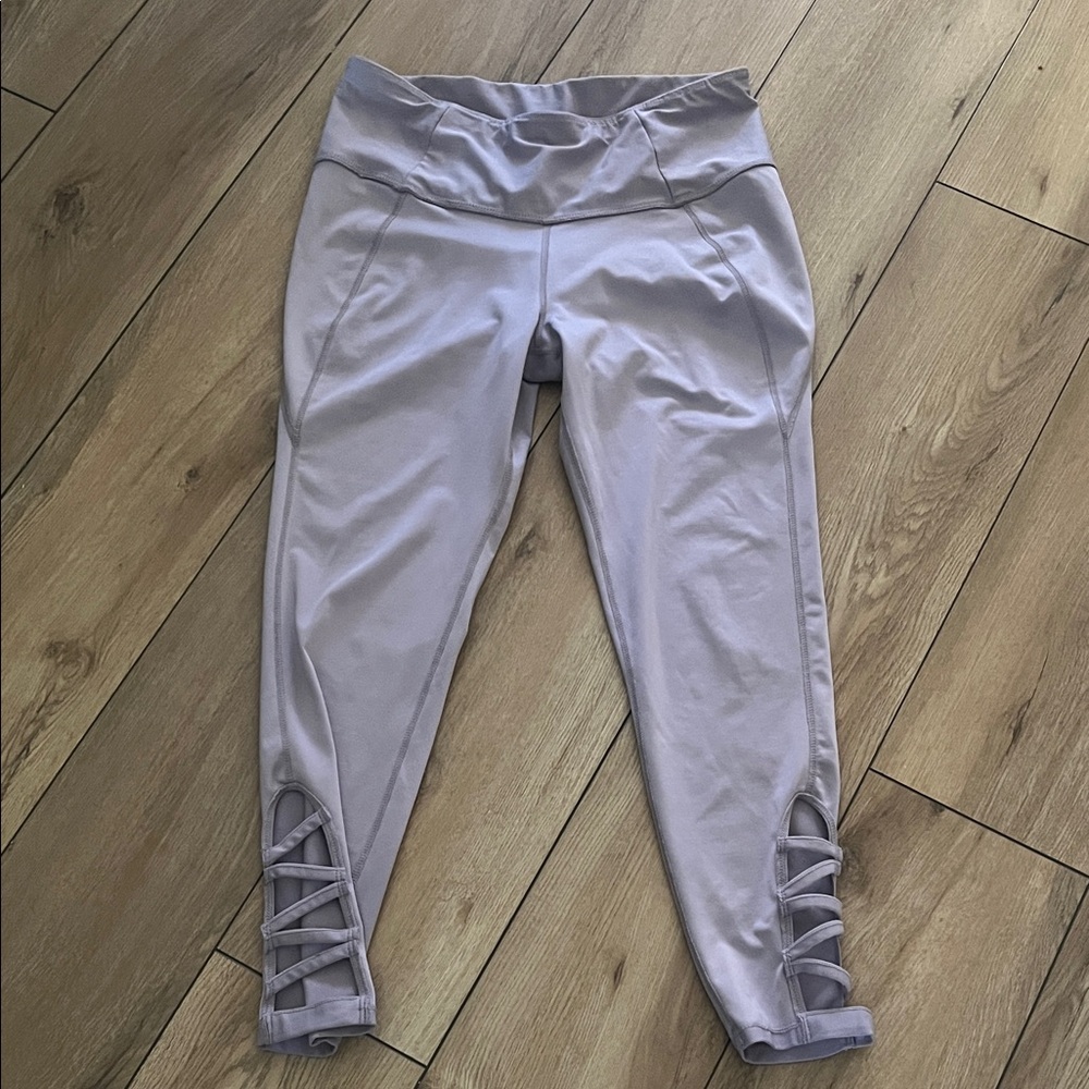 Apana Lavender Leggings with Crisscross Detail